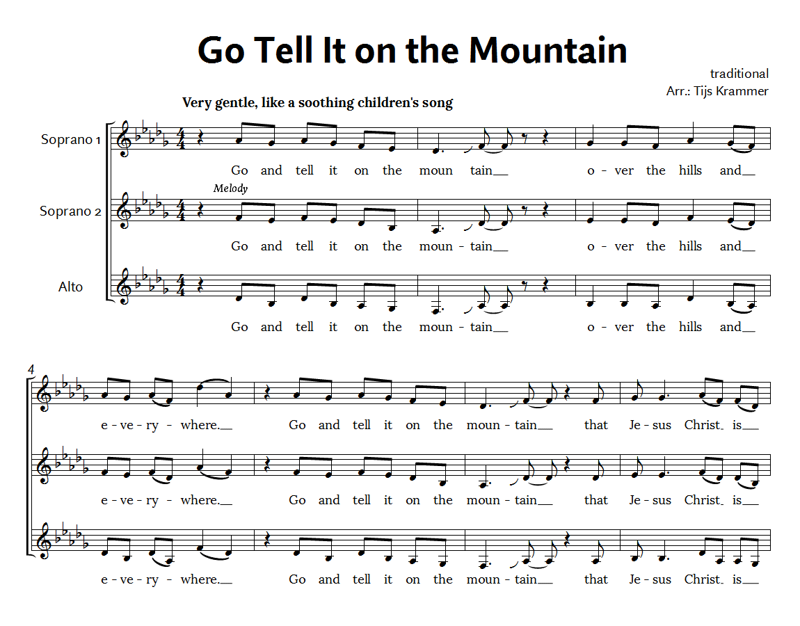 Go tell it on the mountain Humm a cappella